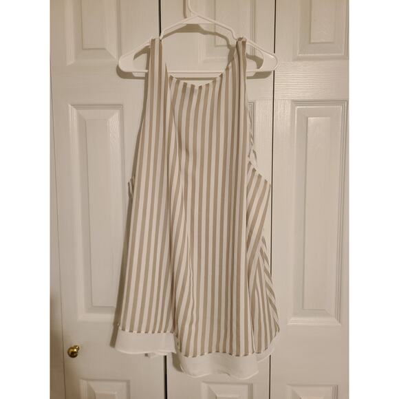 Torrid size 5 women's plus size taupe and white stripe chiffon double layer top - Picture 4 of 6